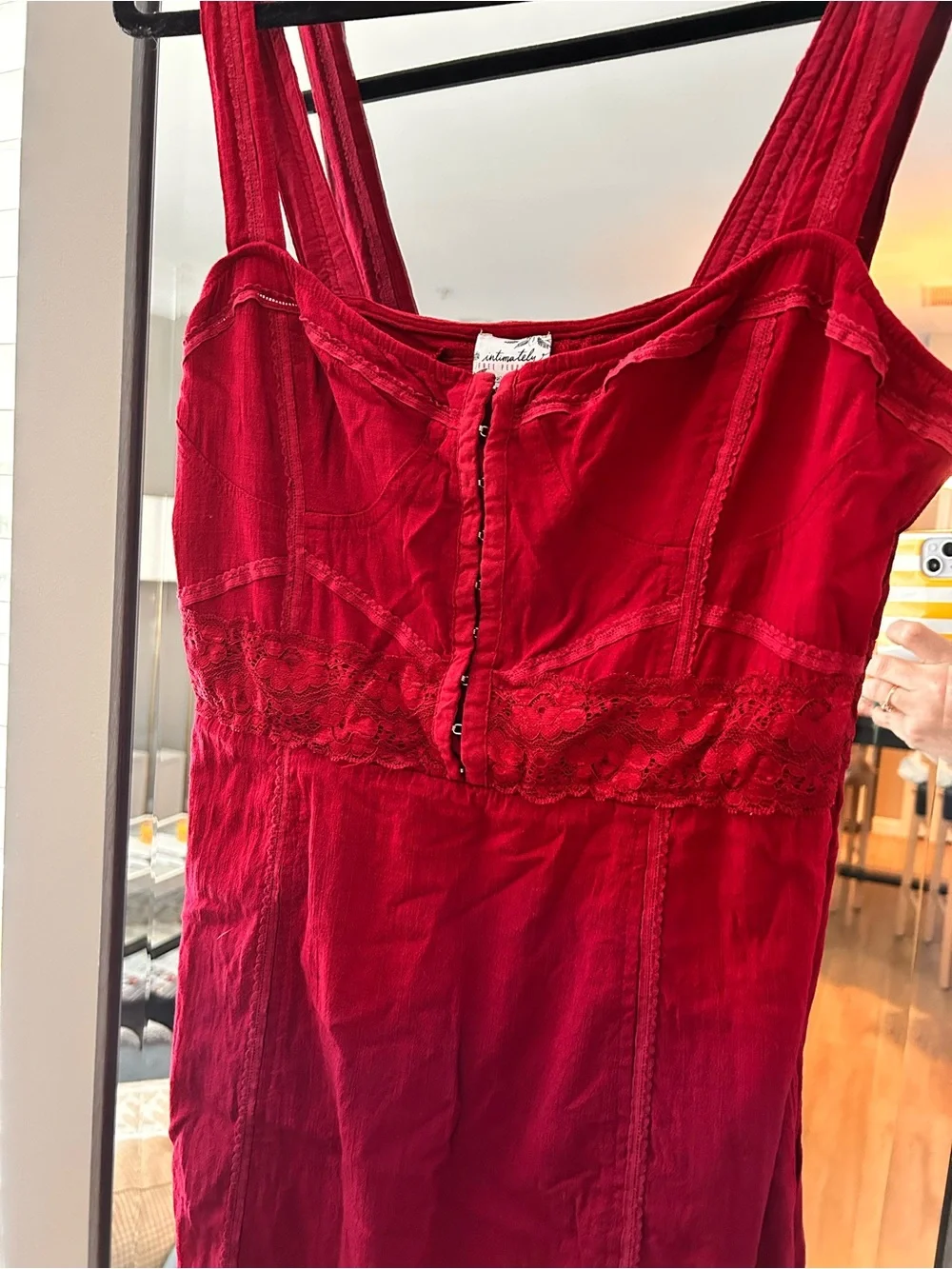 Free People Lacy Me Up Bodycon Dress Red Medium - Picture 3 of 6